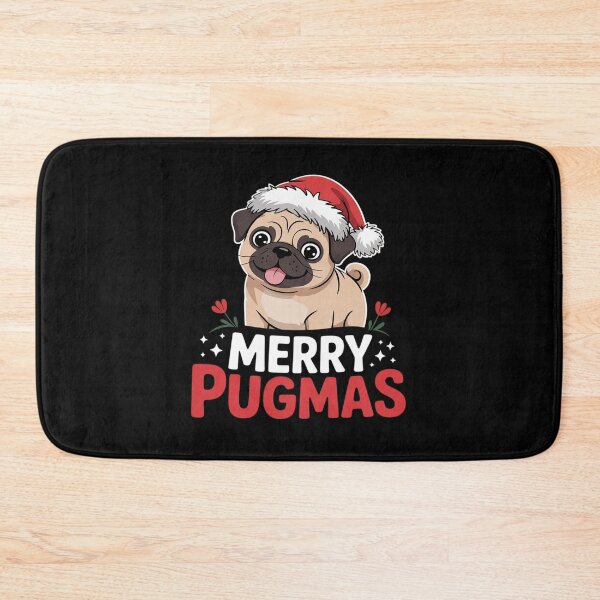 Item preview, Merry Pugmas Pug Dog Santa Hat Christmas designed and sold by THagBlue.