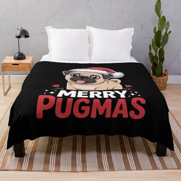 Item preview, Merry Pugmas Pug Dog Santa Hat Christmas designed and sold by THagBlue.