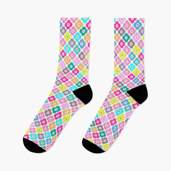 Item preview, Multicolored rustic flower pattern on white  designed and sold by fuzzyfox.