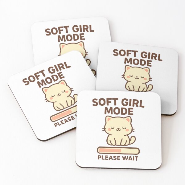 Aperçu de l'œuvre Mode Soft Girl – Veuillez patienter – Chat Kawaii Esthétique créée et vendue par VibeLab_Art.