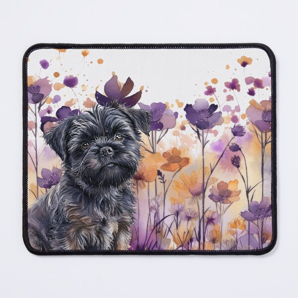 Item preview, Affenpinscher Dog with Purple and Orange Flowers designed and sold by SalonOfArt.
