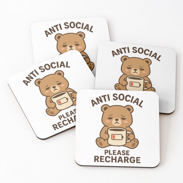 Item preview, Anti Social – Please Recharge – Kawaii Tired Bear designed and sold by VibeLab_Art.