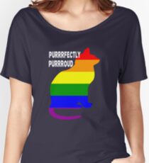 Cat Rainbow Gay Pride Flag Purrrfectly Purrroud Women's Relaxed Fit T-Shirt