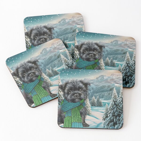 Item preview, Affenpinscher Christmas Dog in a Pine Forest designed and sold by SalonOfArt.