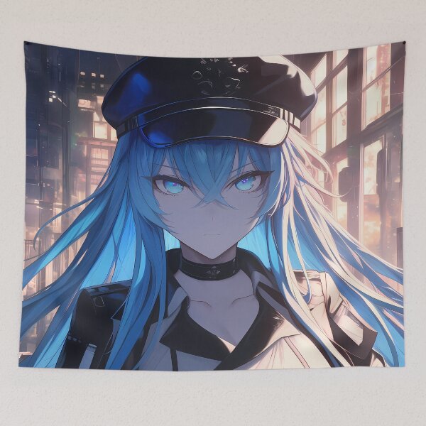 Item preview, Esdeath Akame Ga Kill Blue Hair Officer Girl Cyberpunk Anime Vibe designed and sold by HumbertoValveno.