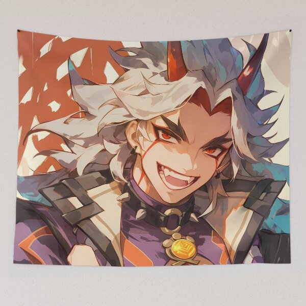 Item preview, Arataki Itto Genshin Impact bold oni leader vibrant anime character designed and sold by HumbertoValveno.