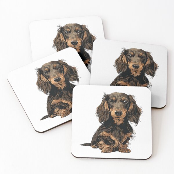 Item preview, Black and Tan Long Hair Dachshund Dog Illustration designed and sold by whyitsme.