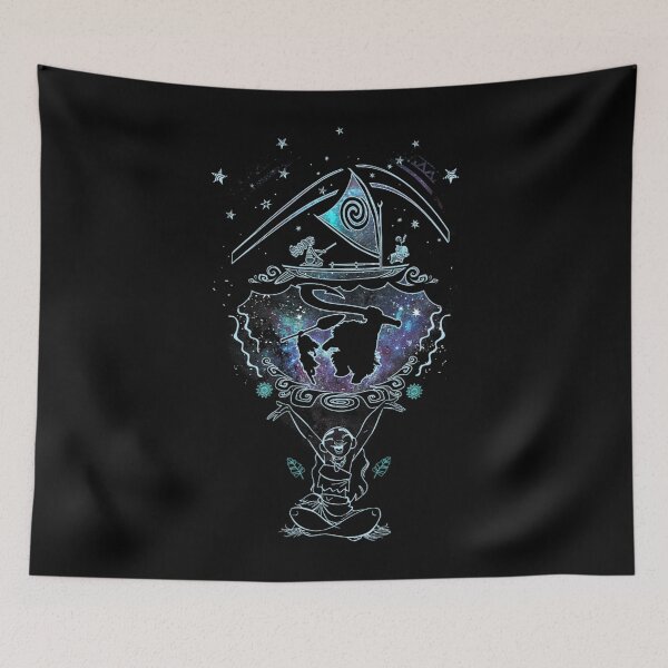 Item preview, Maui Inspired Galaxy Journey Art – Polynesian Outline Dream Illustration designed and sold by Emilia Maurice.