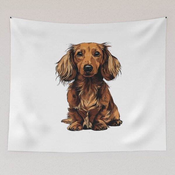 Item preview, Red Long Hair Dachshund Dog Illustration designed and sold by whyitsme.