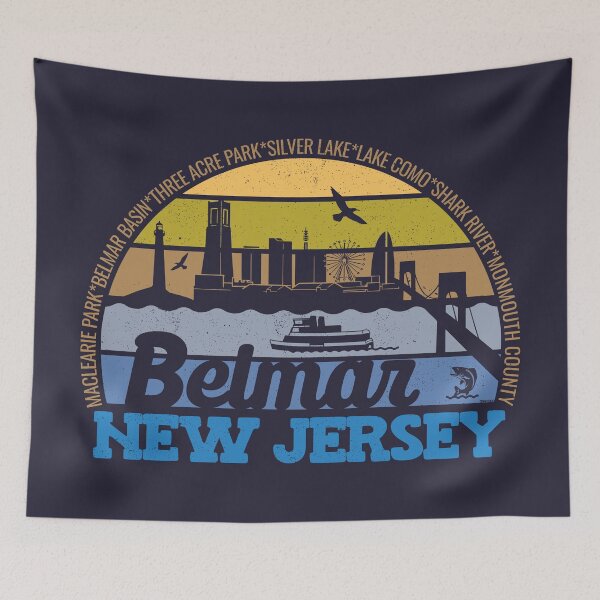 Item preview, Belmar New Jersey Sunset Retro Vintage Local Pride Logo designed and sold by CRHPOD20.