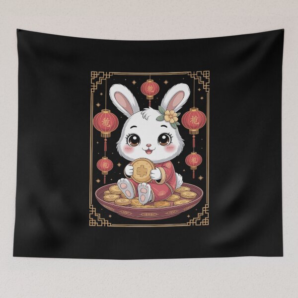 Item preview, Cute Kawaii Rabbit Gold Red Chinese Lunar New Year Lucky designed and sold by VENOM0RIOT.