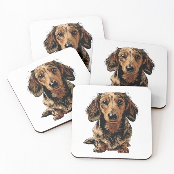 Item preview, Dapple Long Hair Dachshund Dog Illustration designed and sold by whyitsme.