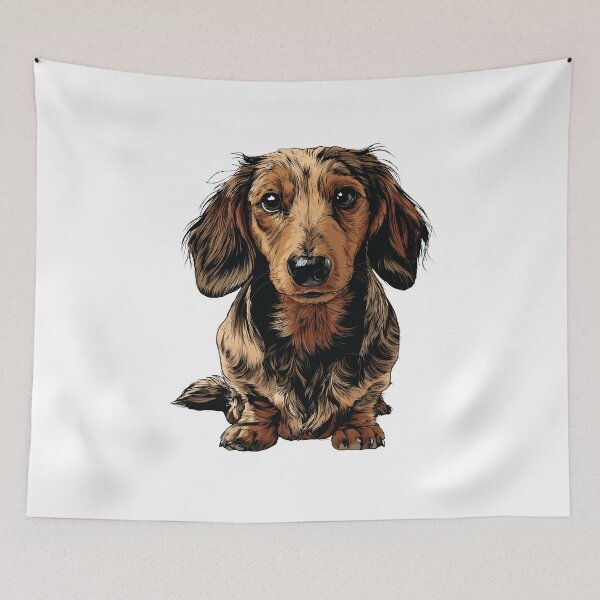 Item preview, Dapple Long Hair Dachshund Dog Illustration designed and sold by whyitsme.