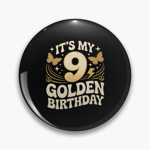 Item preview, It's My 9th Golden Birthday 9 Year Old Bday Kids Groovy designed and sold by JaskconLIfe23.