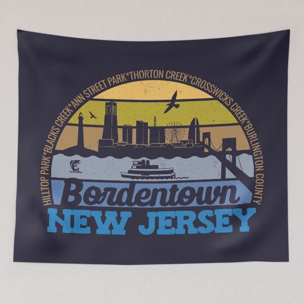 Item preview, Bordentown New Jersey Sunset Retro Vintage Local Pride Logo designed and sold by CRHPOD20.