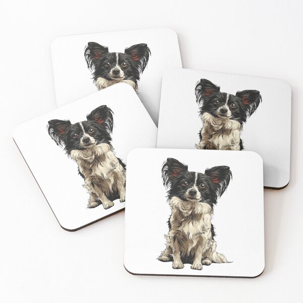 Item preview, Black and White Papillon Dog Illustration designed and sold by whyitsme.
