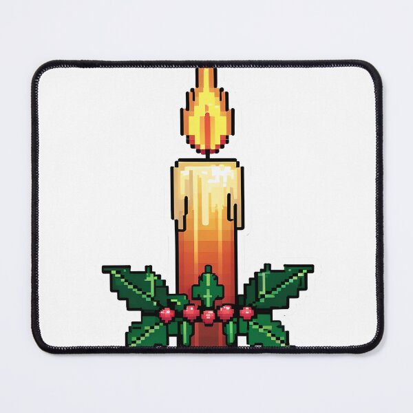 Item preview, Cute Pixel Candle with Golden Flame and Holly Leaves designed and sold by BankMano.