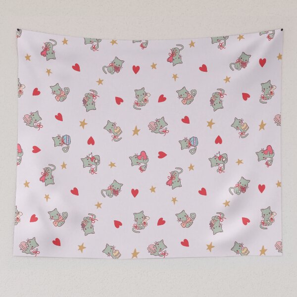 Item preview, Valentine’s Day Cats with Love hearts and stars (Pink) designed and sold by HarunaMcDesigns.