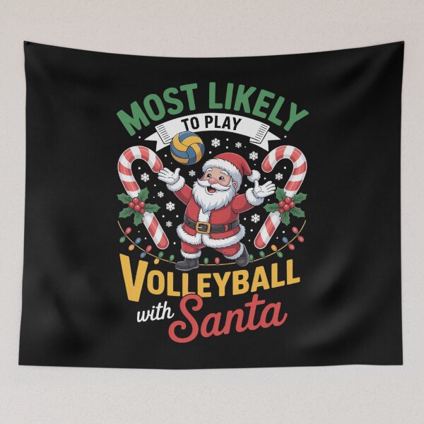 Item preview, Most Likely to Play Volleyball with Santa Christmas Pajamas designed and sold by papertaless.