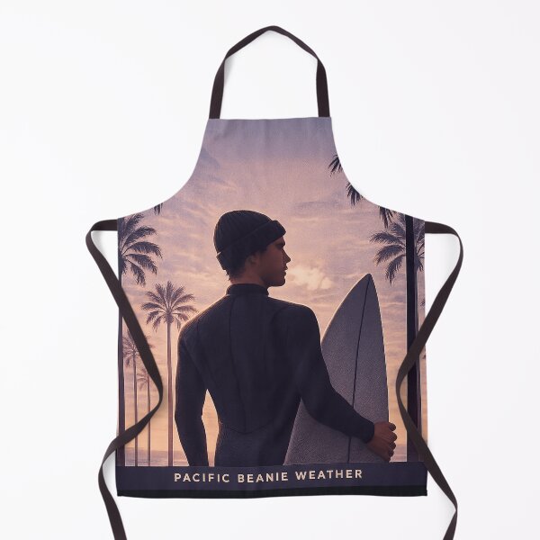 Item preview, Pacific Beanie Weather Surfer Under Palm Trees Sunset Art designed and sold by POD DYNASTY | Original Print On Demand T-Shirt Graphics.