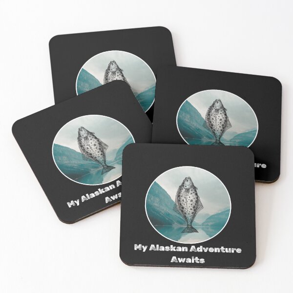 Item preview, My Alaskan Adventure Awaits. Funny Halibut fishing design designed and sold by SofikoDesigns.