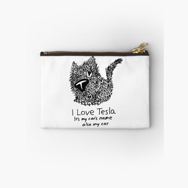 Item preview, funny animal pet cat cartoon art: i love tesla designed and sold by jameshowgelpen.