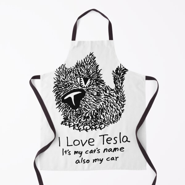 Item preview, funny animal pet cat cartoon art: i love tesla designed and sold by jameshowgelpen.