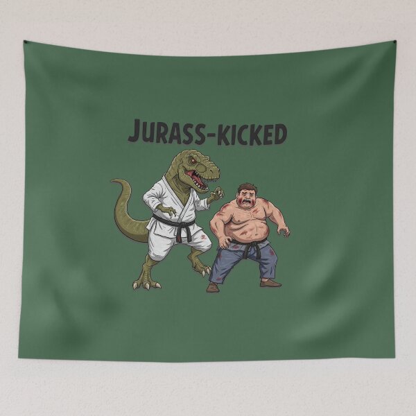 Item preview, Jurass-Kicked – Funny Dinosaur Martial Arts Design designed and sold by PunStitch.