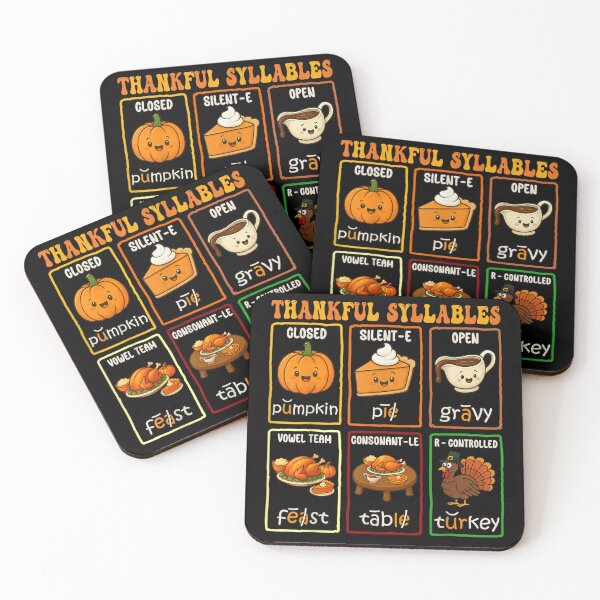 Item preview, Thankful Syllables Educational Chart Thanksgiving Reading Teacher Gift designed and sold by DogoMalulu.
