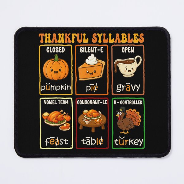 Item preview, Thankful Syllables Educational Chart Thanksgiving Reading Teacher Gift designed and sold by DogoMalulu.