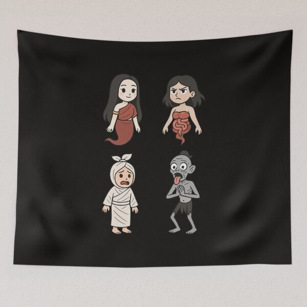 Item preview, Cute Thai Ghost Sticker Set – Cartoon Folklore Characters designed and sold by Sksticker991.