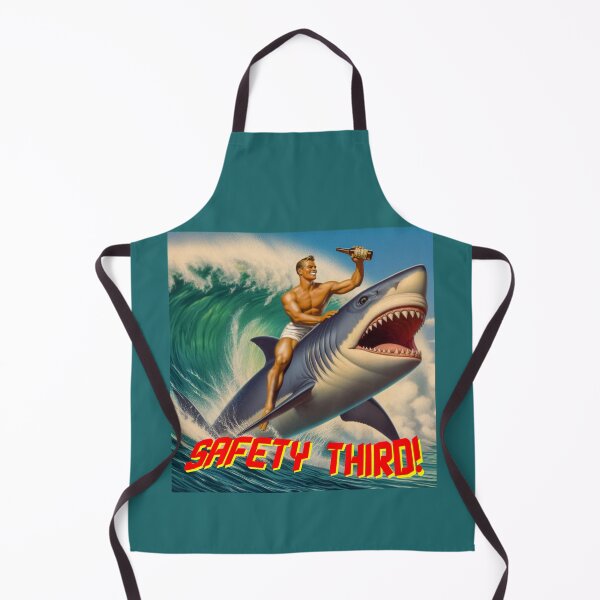 Item preview, Safety Third Shark Riding Vintage Postcard designed and sold by Larry Oates.