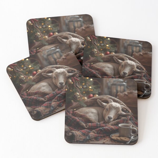 Item preview, Cozy Winter Nap - Sleeping Goat & Coffee designed and sold by SpazticGoat.