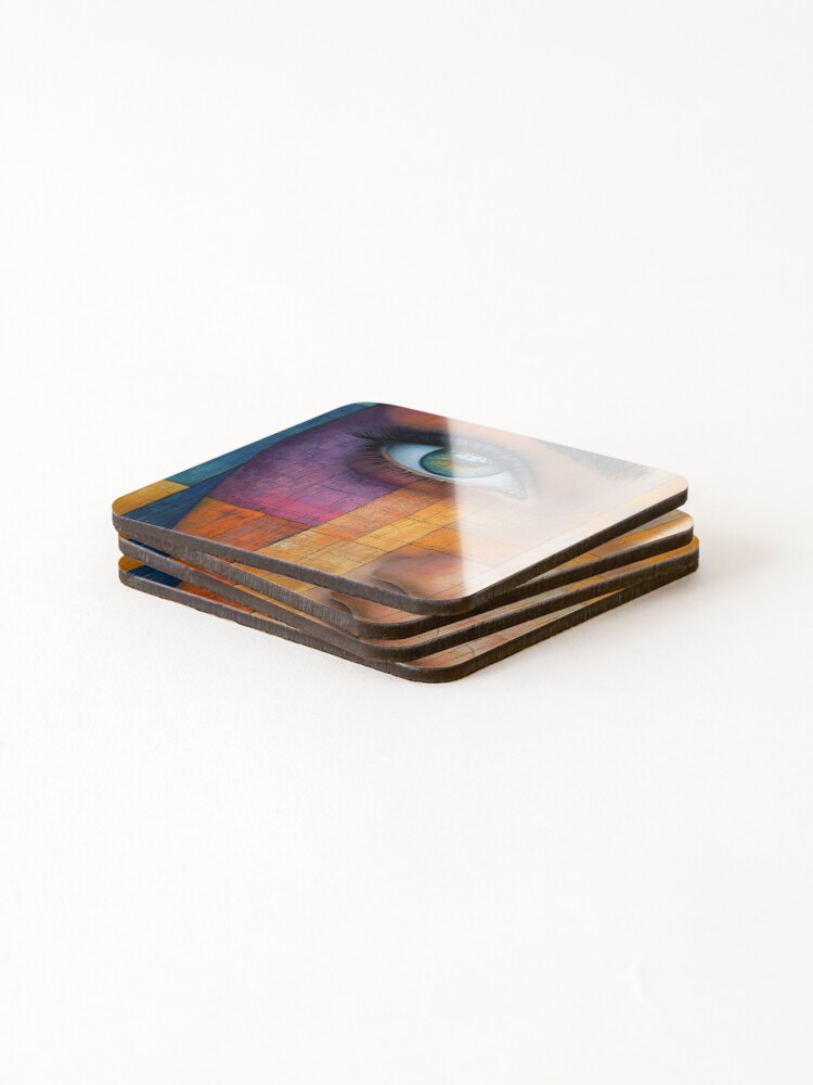 Thumbnail 4 of 5, Coasters (Set of 4), Colorful portrait designed and sold by Raphaelle83.