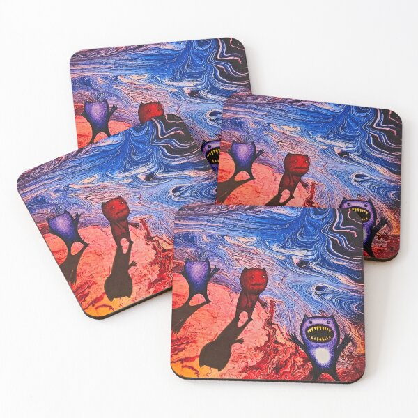 Item preview, Psychedelic Monster Trio – Colourful Abstract Illustration designed and sold by GroombridgeDesigns.