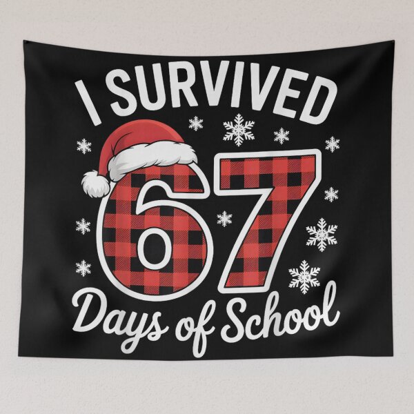 Item preview, I Survived 67 Days of School Christmas Plaid Santa Hat Gift designed and sold by NguboNorento.