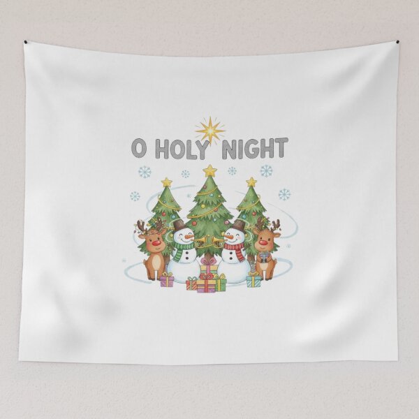 Item preview, ****O Holy Night ❤ With Gifts Snowmen and Reindeers greetings on Christmas ⭐Christmas Design designed and sold by WorthyByDwethi.