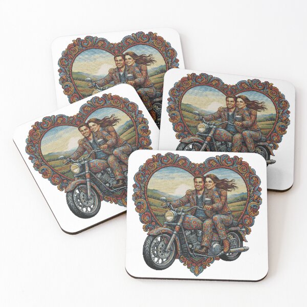 Item preview, Ride of Love – Biker Couple in Heart designed and sold by LoveMatchShop.
