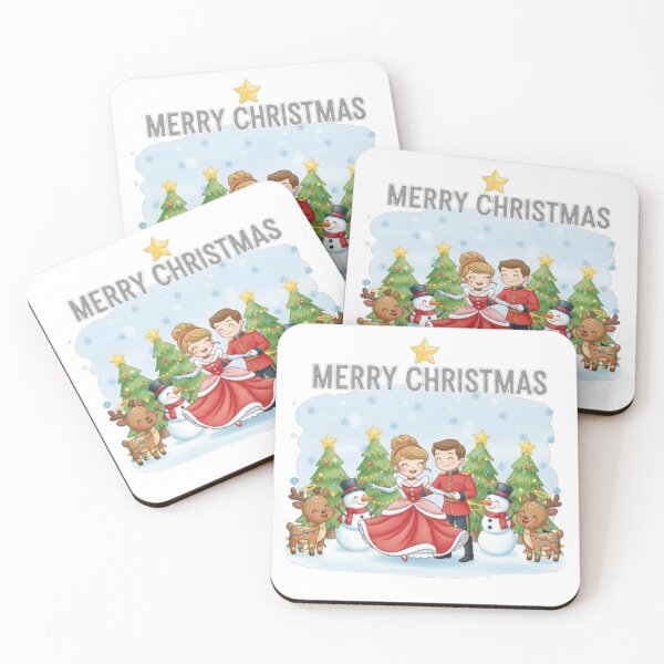 Item preview, ****Merry Christmas ❤ Prince and Princess Dancing and Snowman, Reindeers greetings on Christmas ⭐Christmas Design designed and sold by WorthyByDwethi.