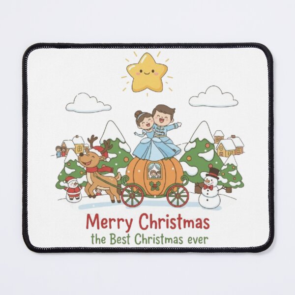 Item preview, **Merry Christmas The Best Christmas ever ❤ Prince and Princess Dancing on Cart and Snowman, Reindeers greetings on Christmas with Christmas Star⭐ Christmas Design designed and sold by WorthyByDwethi.