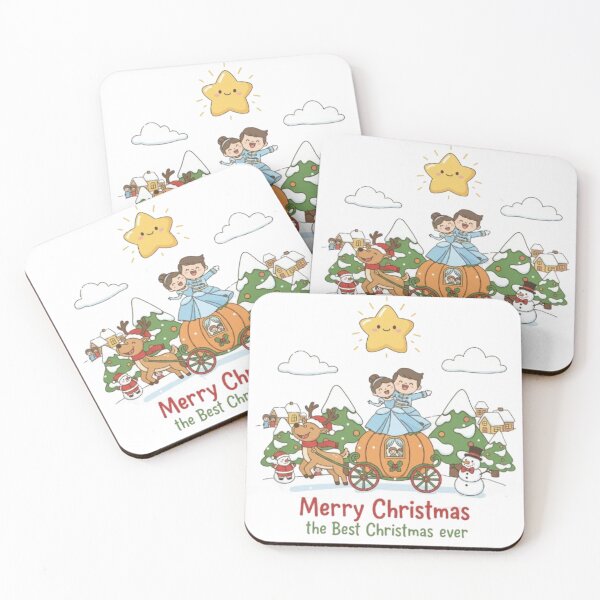 Item preview, **Merry Christmas The Best Christmas ever ❤ Prince and Princess Dancing on Cart and Snowman, Reindeers greetings on Christmas with Christmas Star⭐ Christmas Design designed and sold by WorthyByDwethi.