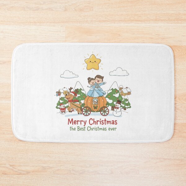Item preview, **Merry Christmas The Best Christmas ever ❤ Prince and Princess Dancing on Cart and Snowman, Reindeers greetings on Christmas with Christmas Star⭐ Christmas Design designed and sold by WorthyByDwethi.