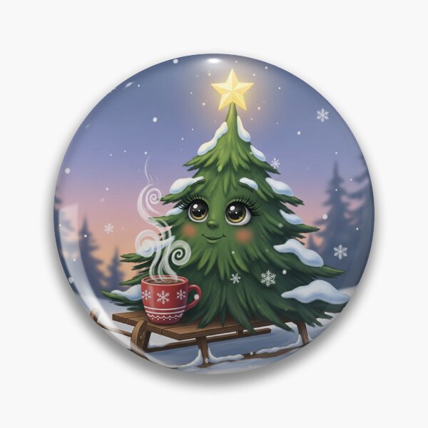 Item preview, Whimsical Christmas Tree Character on Sleigh – Cute Festive Winter Illustration with Hot Cocoa designed and sold by PixelVibe782.