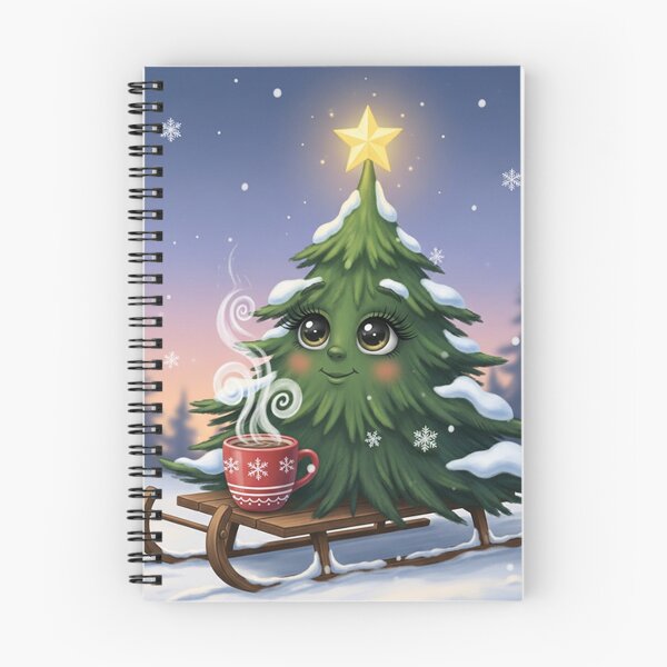 Item preview, Whimsical Christmas Tree Character on Sleigh – Cute Festive Winter Illustration with Hot Cocoa designed and sold by PixelVibe782.