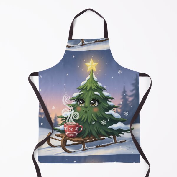 Item preview, Whimsical Christmas Tree Character on Sleigh – Cute Festive Winter Illustration with Hot Cocoa designed and sold by PixelVibe782.