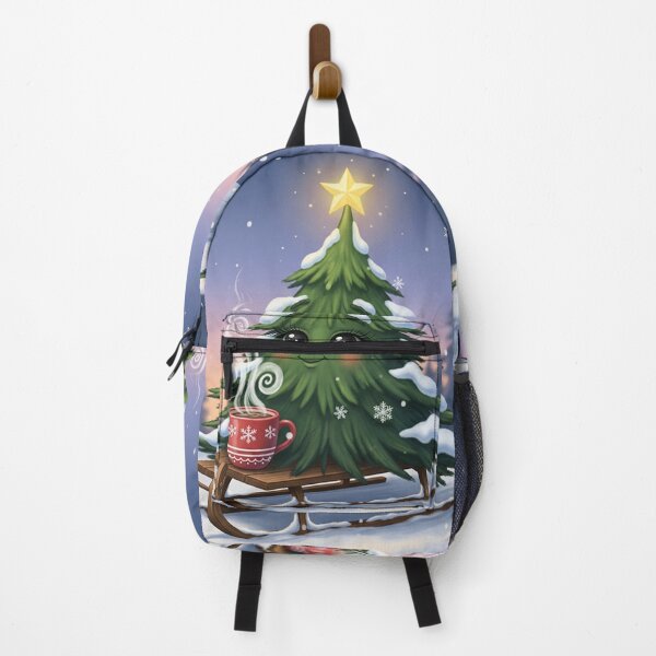 Item preview, Whimsical Christmas Tree Character on Sleigh – Cute Festive Winter Illustration with Hot Cocoa designed and sold by PixelVibe782.