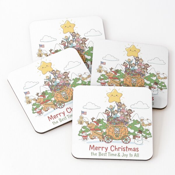 Item preview, ***Merry Christmas The Best Time and Joy to All❤ people Dancing on Cart and Snowman, Reindeers greetings on Christmas with Christmas Star⭐Christmas Design designed and sold by WorthyByDwethi.
