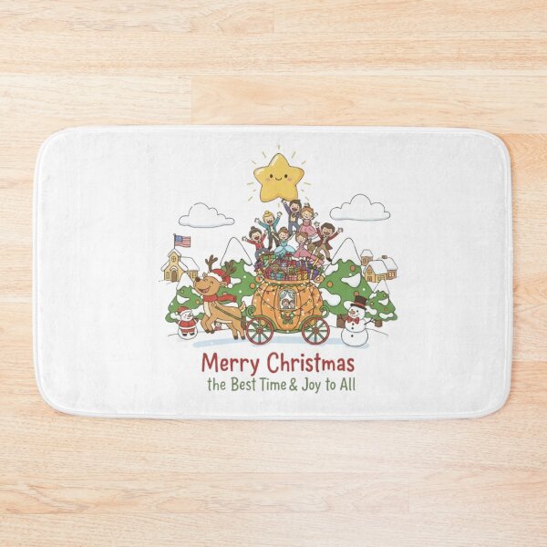 Item preview, ***Merry Christmas The Best Time and Joy to All❤ people Dancing on Cart and Snowman, Reindeers greetings on Christmas with Christmas Star⭐Christmas Design designed and sold by WorthyByDwethi.