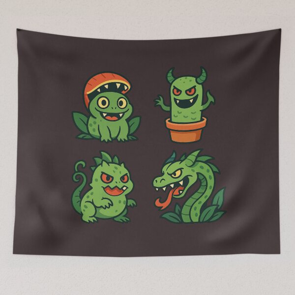 Item preview, Cute Monster Plants & Creatures Sticker Set – Green Fantasy Beasts designed and sold by Sksticker991.