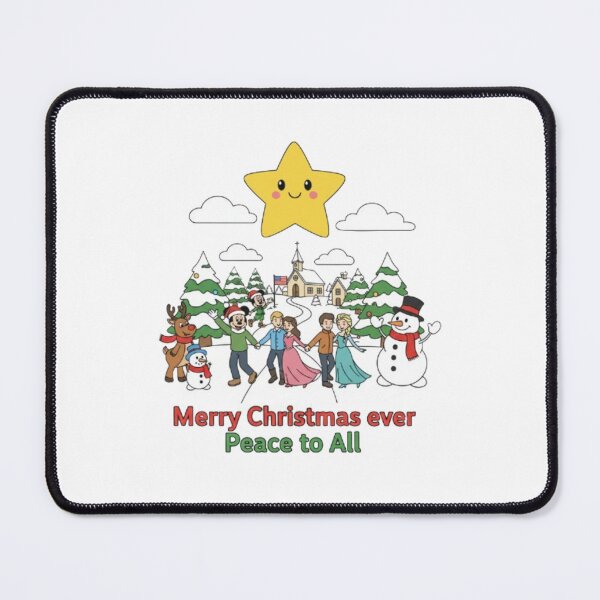 Item preview, ****Merry Christmas ever Peace to All❤ Mickey and people Dancing and Snowman, Reindeers greetings on Christmas with Christmas Star⭐Christmas Design designed and sold by WorthyByDwethi.